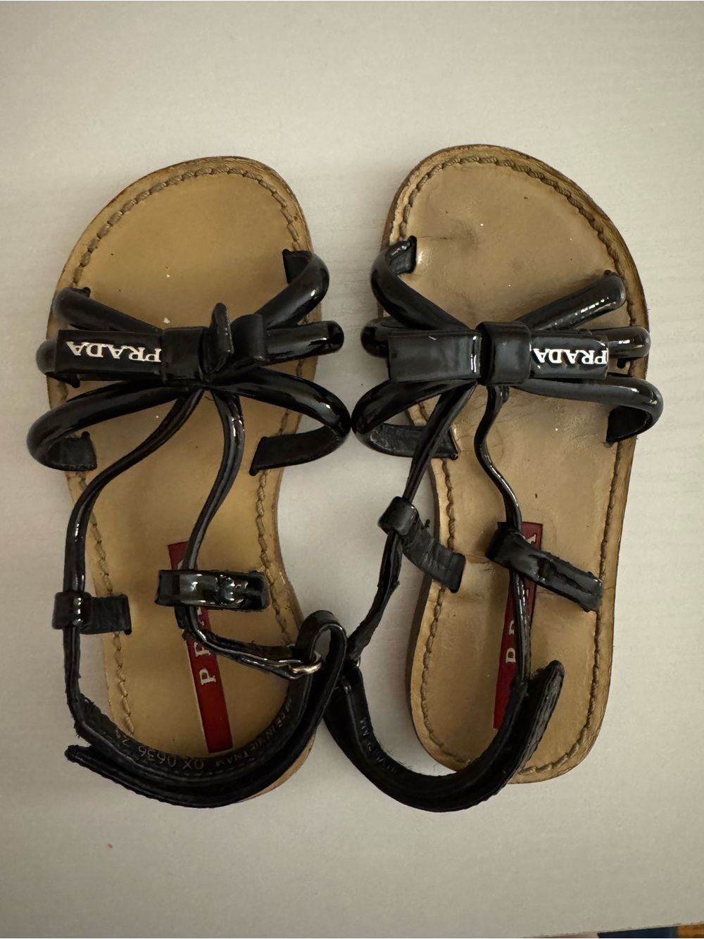 Prada Black Patent Leather Bow Strap Sandals